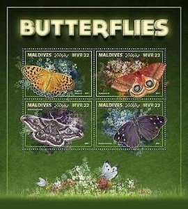 2017 Maldives Mnh. Butterflies. Michel Code: 7238-7241  |  Scott Code: 4003