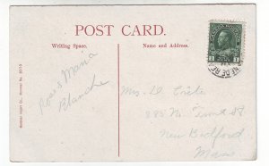 Z619 old canada quebec king stamped view postcard mailed to new bedford mass