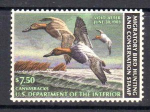 RW49 1982 Federal Duck Stamp Mint Never Hinged  Canvasbacks