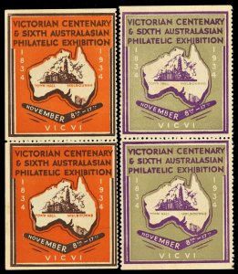 1934 AUSTRALIA  Victorian Centenary Philatelic Exhibition ( 2 Pair ) MNH