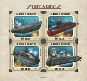 Sao Tome & Principe 2021 MNH Ships Stamps Submarines HMS Vigilant Nautical 4v MS