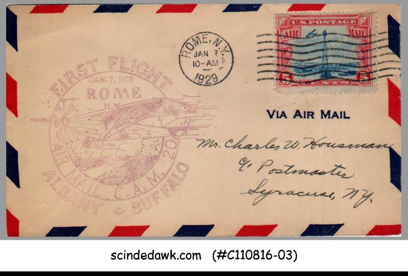 USA - 1929 FIRST FLIGHT ROME NEW YORK to SYRACUSE COVER