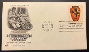 PUEBLO INDIAN POTTERY APR 13 1977 SANTA FE NM FIRST DAY COVER (FDC) BX2