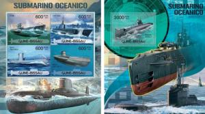 Submarines Unterseeboot Military Boats Transport Guinea-Bissau MNH stamp set