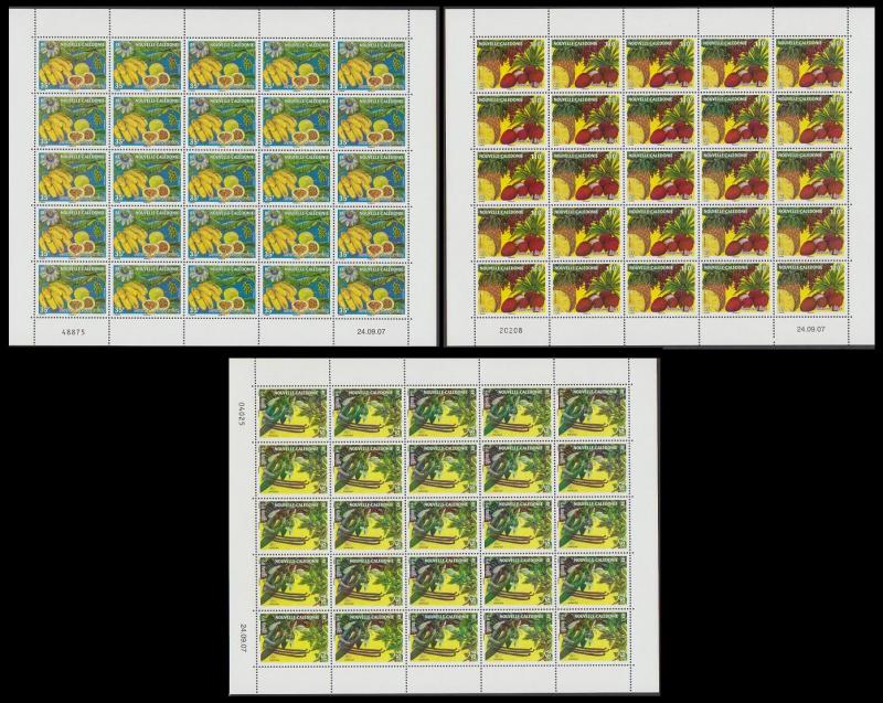 New Caledonia Fruit 3 sheetlets of 25v each issue 2007 SG#1426 MI#1446-1448