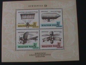 ​HUNGARY -HISTORY OF AIR PLANES MNH S/S- VF- HARD TO FIND WE SHIP TO WORLDWIDE