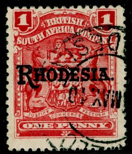 RHODESIA SG101, 1d carmine-rose, FINE USED.