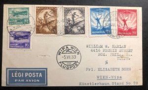 1933 Budapest Hungary WIPA Special Flight Air Postcard Cover To Vienna Austria