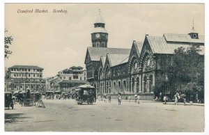 Postcard India 1910 Bombay Crawford Market Old Cars