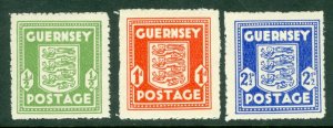 SG 1-3 Guernsey 1941-44. ½d-2½d set of 3. Fine unmounted mint CAT £22