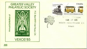 GREATER VALLEY PHILATELIC SOCIETY EVENT IRELAND 2'6 CACHET COVER VEXOS '85