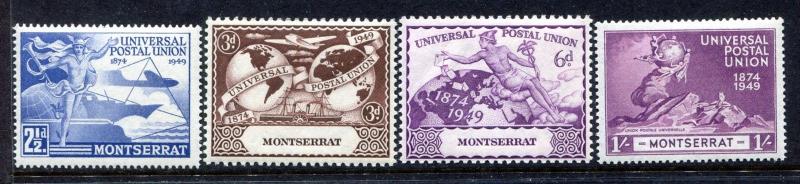 Montserrat 108-111, MNH, UPU-75 1949 Plane Ship Hemisphere Globe. 