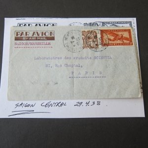 Vietnam 1938 Airmail to Paris OurStock#42640