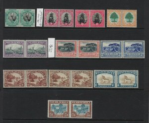 SOUTH AFRICA SCOTT #33-36/38-44 1930-45 PAIRS  - MINT LIGHT HINGED/HINGED