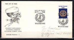 Finland, Scott cat. 480. Student Union issue. Lyre in design. First day cover.