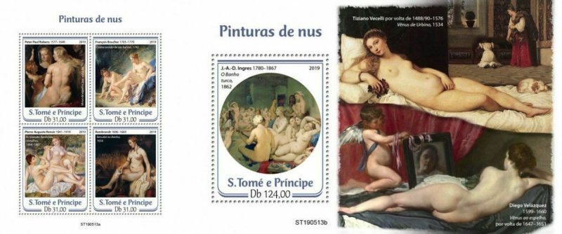 Z08 IMPERF ST190513ab Sao Tome and Principe 2019 Nude paintings MNH