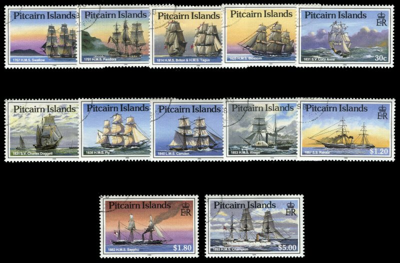 Pitcairn Islands 1988 QEII 'Ships' set complete VFU. SG 315-326. Sc 298-309.