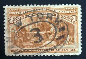 Scott#239 VF/XF - 30c Orange Brown - Columbian Expo Issue - Used - Faults - 1893