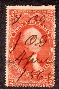 USA Revenue Scott # R83c, $2 Probate of Will.    Lot 220313