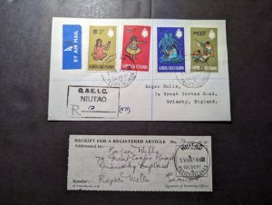 1965 Registered Gilbert and Ellice Cover and Receipt Niutao to Grimsby England