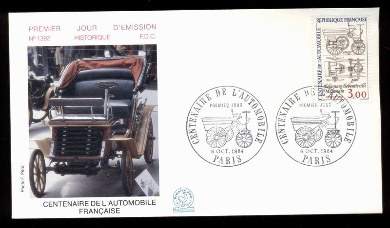 France 1984 Automobile Cent. FDC