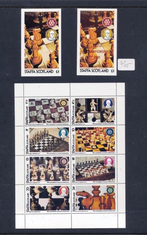 Scotland Staffa Chess Eynhallow Dogs Davaar Royalty Wildlife Sheetsx30MNH(PB262