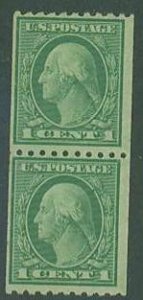 USA SC# 448 Washington, 1c, perf 10 horiz, Coil PAIR, MNH  see Description