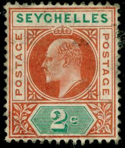 SEYCHELLES SG60, 2c chestnut & green, FINE USED.