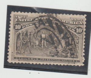 US Scott #237 Used Columbian Exposition 10¢ Black Brown  (1893)