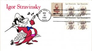 #1845 Igor Stravinsky Great Americans – Hand Painted Ellis Animated Cachet