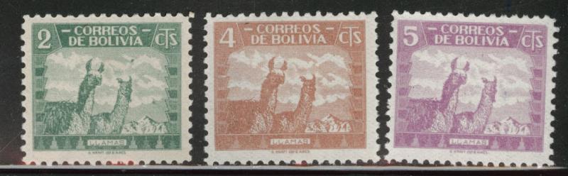 Bolivia Scott 251-253 MH* 1939 Llama stamps