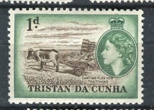 TRISTAN DA CUNHA; 1950s early QEII Pictorial issue fine Mint hinged 1d. value