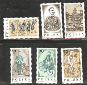 Poland Scott 2776-81 MNH** 1986 Bicycle set