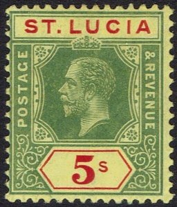 ST LUCIA 1912 KGV 5/- WMK MULTI CROWN CA