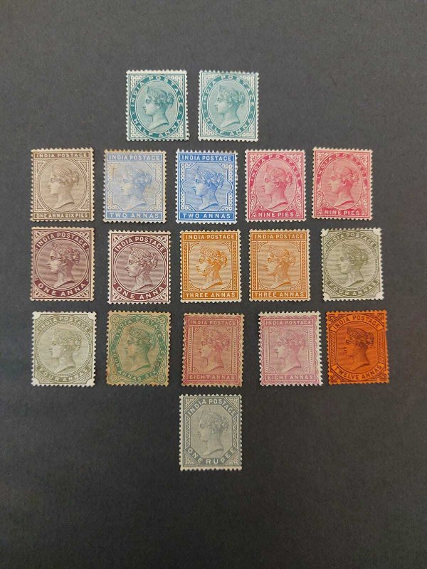 Indian Stam Queen Victoria 1882-90, Complete Set Mint LH, Very Fine SG# 23-33