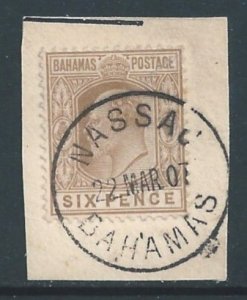 Bahamas #40 Used On Piece 6p Edward VII - Wmk. 2