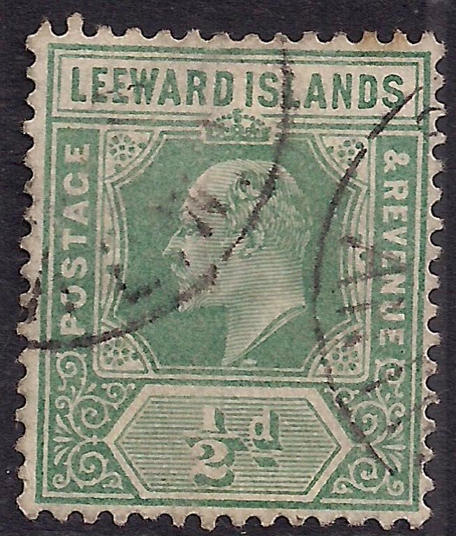 Leeward Islands 1929 KGV 1/2d Dull Green Used SG 37 ( F623 )