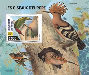 Chad - 2021 Birds of Europe, Woodpecker - Stamp Souvenir Sheet - TCH210510b 