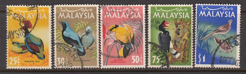 Malaysia 1965 Sc 20-4 Birds to $1 Used