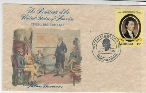 Liberia 1982 J. Monroe President of the United States FDC Stamp Cover Ref 37537