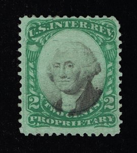 EXCELLENT GENUINE SCOTT #RB2b F-VF USED 1874 PROPRIETARY ON GREENISH PAPER 18430