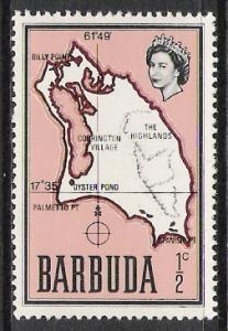 Barbuda #12 QE II & Map MNH