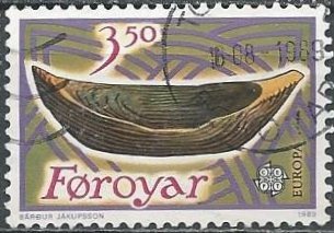 Faroe Islands 191 (used) 3.50k Europa: child’s wooden boat (1989)