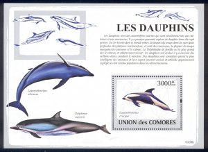 Comoro Islands - 2009 s/s of 1 Dolphins #1094 cv $ 15.50 Lot # 102