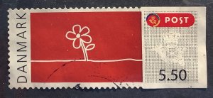 Denmark 2010 Scott 1500 used - 5.50kr, Greeting stamps, flower