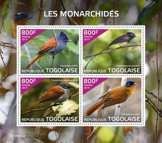 TOGO - 2019 - Monarch Birds - Perf 4v Sheet  - M N H