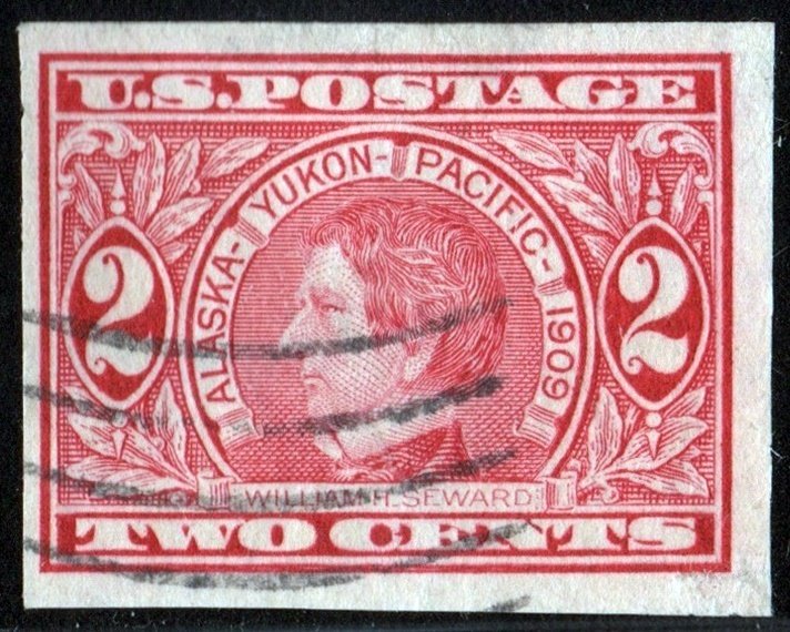 SC#371 2¢ Seward Issue: Imperforate (1909) Used