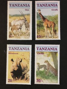 1986 Tanzania Sc# 319-22 Endangered Wildlife MNH