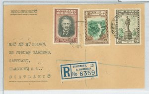 Southern Rhodesia 58/61/62 1940 Registered Salisbury-Glascow