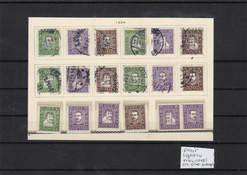 denmark 1924 both heads mnh + used stamps cat £140+ ref 7624